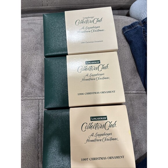 Longaberger Club Christmas China Ornaments THREE Set 1996, 1997, 1999  +Case - Picture 14 of 14